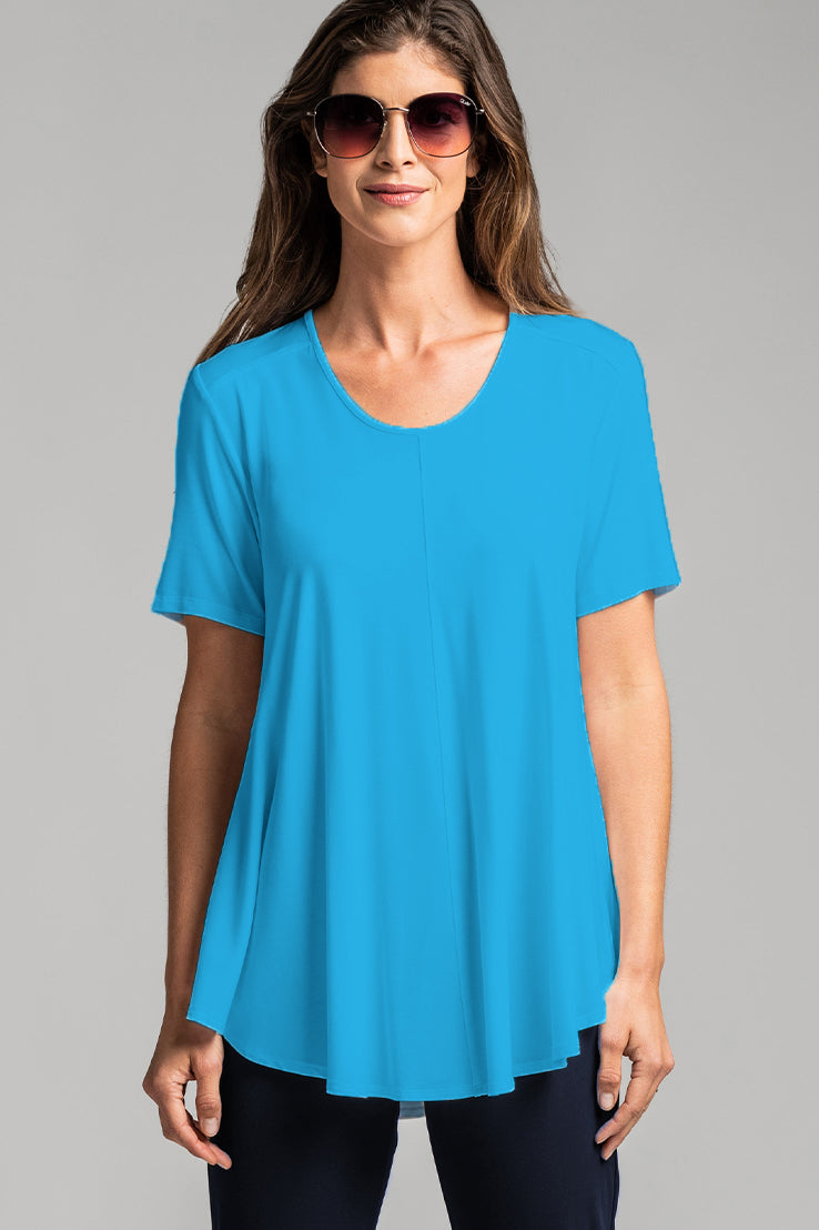 PAULA RYAN Scoop Neck Swing Tee Modal Soft - Tahitian Blue