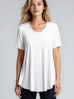 PAULA RYAN Scoop Neck Swing Tee - White Ecovero - Paula Ryan