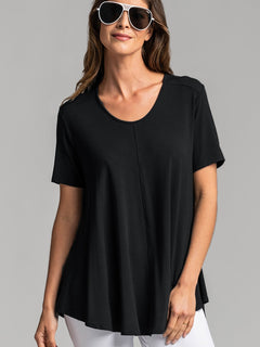 PAULA RYAN ESSENTIALS Scoop Neck Short Sleeve Swing Tunic - MicroModal - Magpie Style