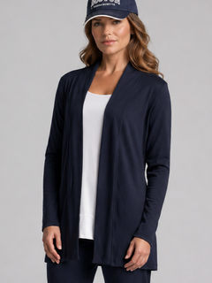 PAULA RYAN Edge to Edge Waisted Cardigan - Merino Navy - Paula Ryan