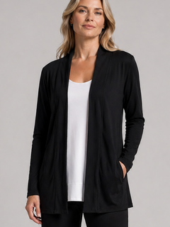 PAULA RYAN Edge to Edge Waisted Cardigan - Merino Black - Paula Ryan