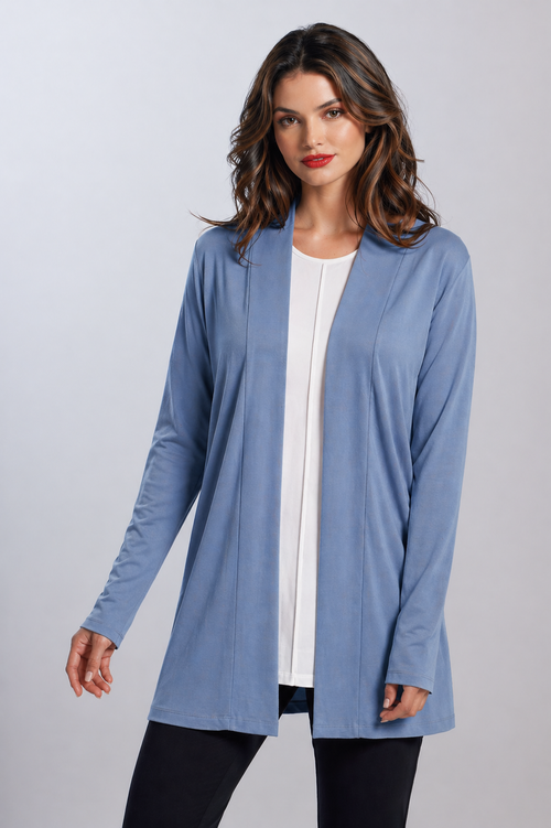 PAULA RYAN Edge to Edge Waisted Cardigan - Merino Cornflower Blue - Paula Ryan