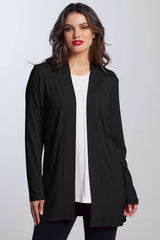 PAULA RYAN Edge to Edge Waisted Cardigan - Black Merino
