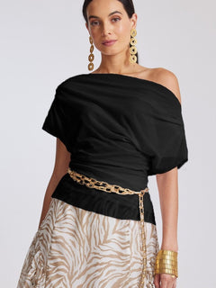 PAULA RYAN Fitted Cowl Neck Top Black - Paula Ryan