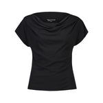 PAULA RYAN Fitted Cowl Neck Top Black