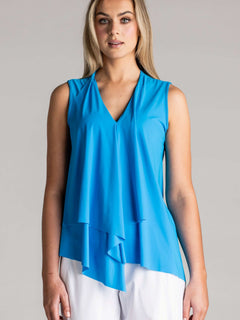 PAULA RYAN Sleeveless Drape Top Superfine Microjersey - Cyan Blue - Paula Ryan