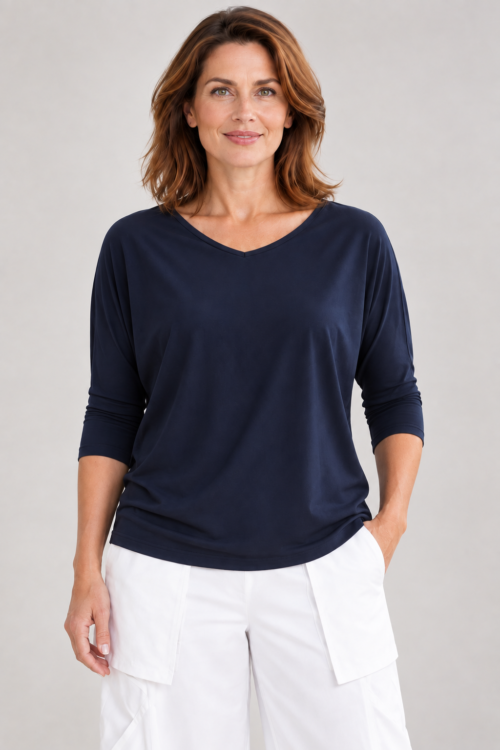 PAULA RYAN Batwing EcoVero - Navy