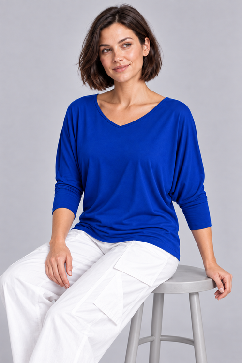 PAULA RYAN Batwing Top EcoVero - Santorini