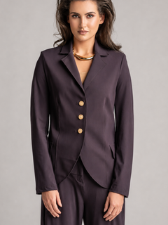 PAULA RYAN Classic Waisted Jacket - Microjersey Cocoa Plum