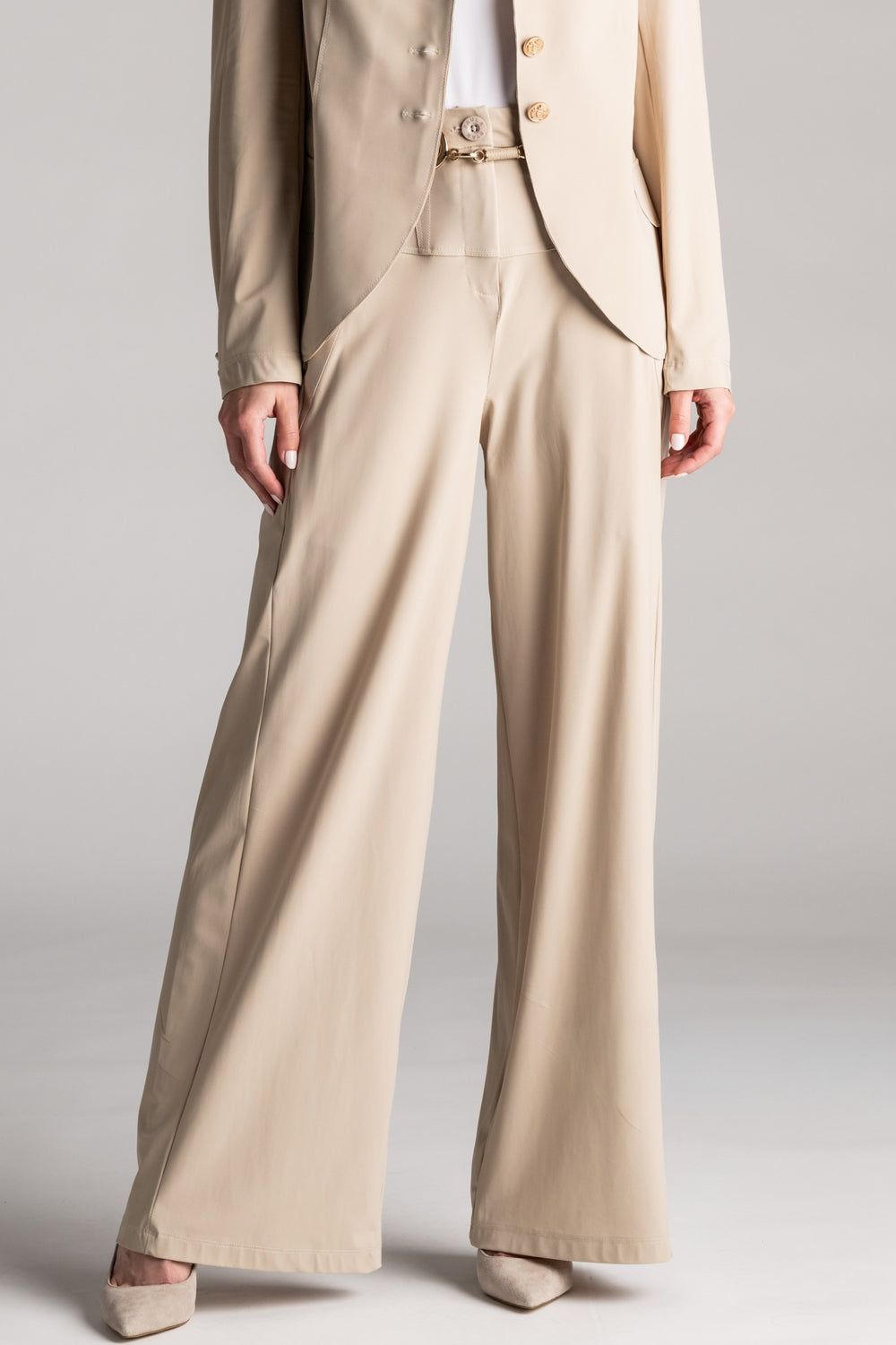 PAULA RYAN Wide Leg Pant - Microjersey Warm Sand