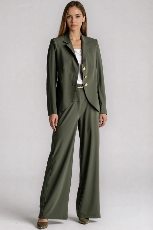 PAULA RYAN Wide Leg Pant - Khaki - Paula Ryan