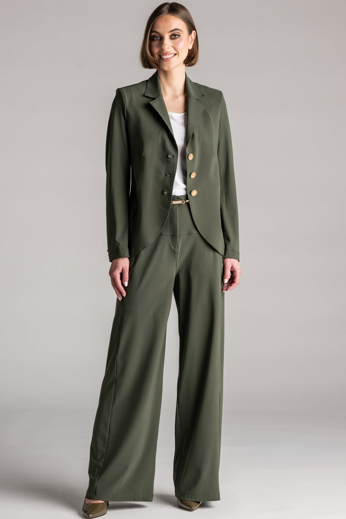 PAULA RYAN Wide Leg Pant - Khaki - Paula Ryan