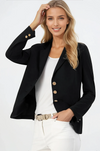 PAULA RYAN Classic Waisted Jacket - Black - Bonded Microjersey - Paula Ryan