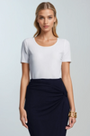 PAULA RYAN Scoop Neck Body Tee - White Microjersey Classic