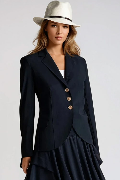 PAULA RYAN Classic Waisted Jacket - Navy - Paula Ryan