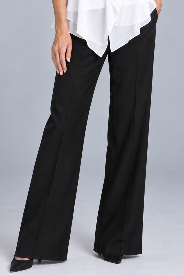 PAULA RYAN Wide Leg Pant -  Microjersey Black