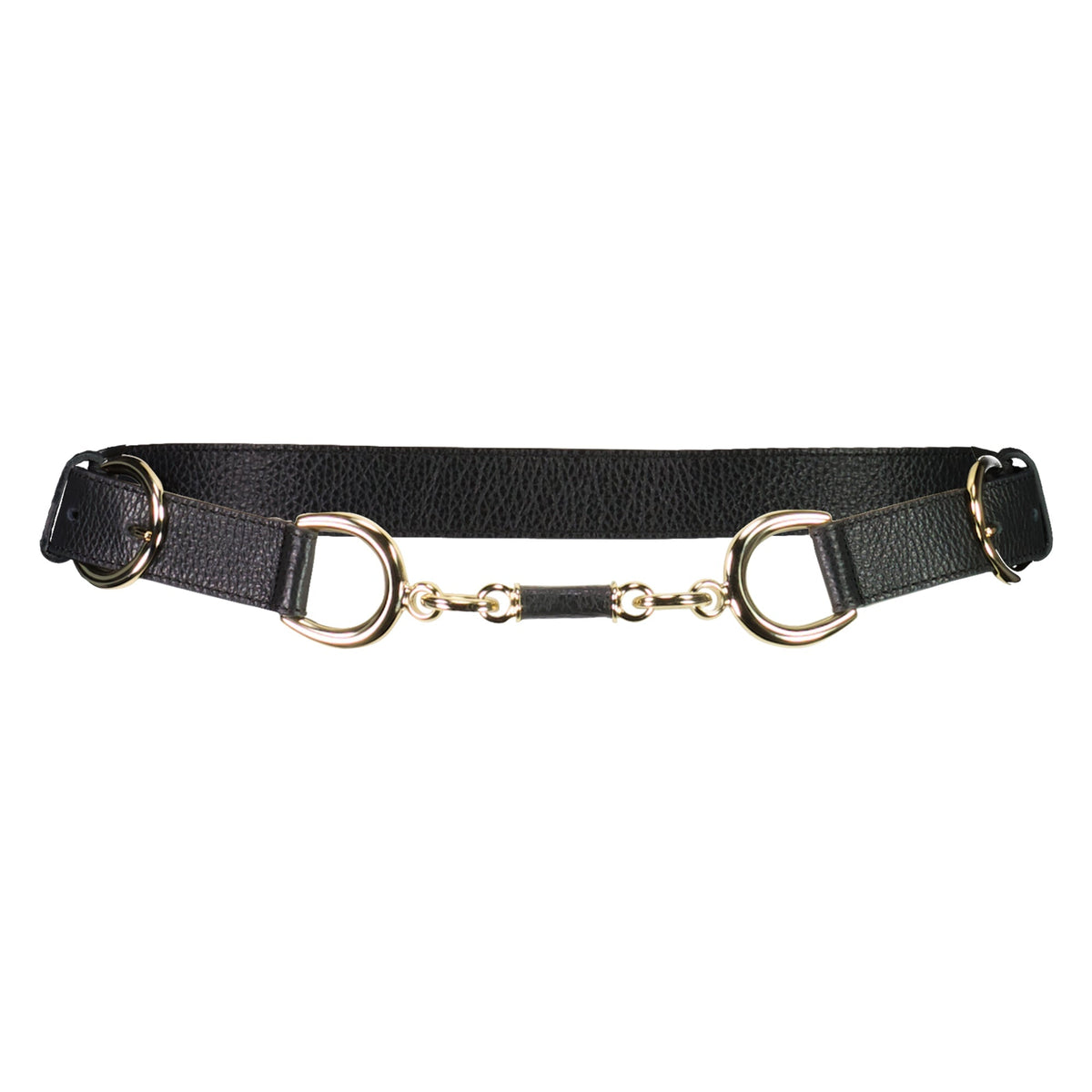 PAULA RYAN Metal Trimmed Leather Belt - Black/Gold - Paula Ryan