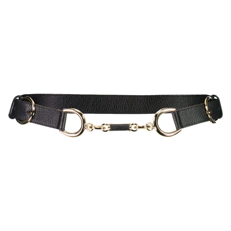 PAULA RYAN Metal Trimmed Leather Belt - Black/Gold - Paula Ryan