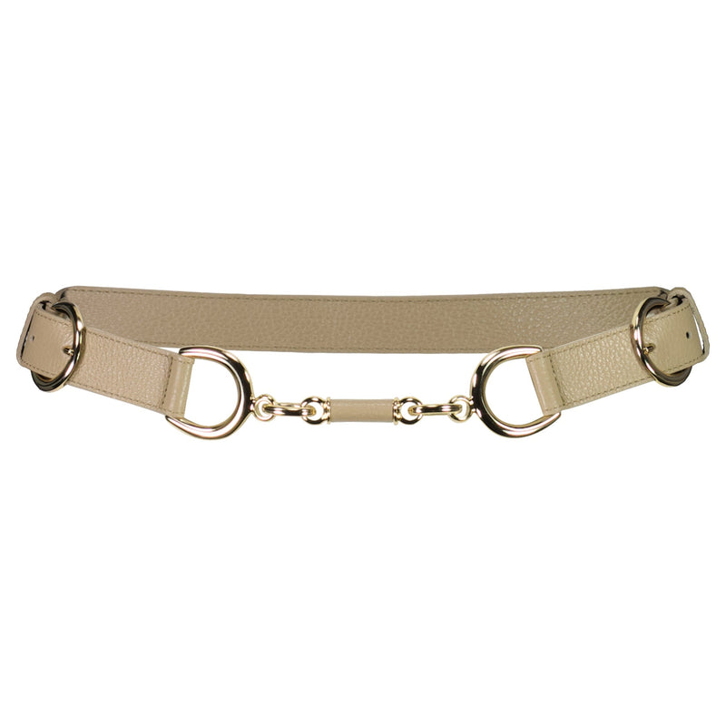 PAULA RYAN Metal Trimmed Leather Belt - Tan/Gold - Paula Ryan