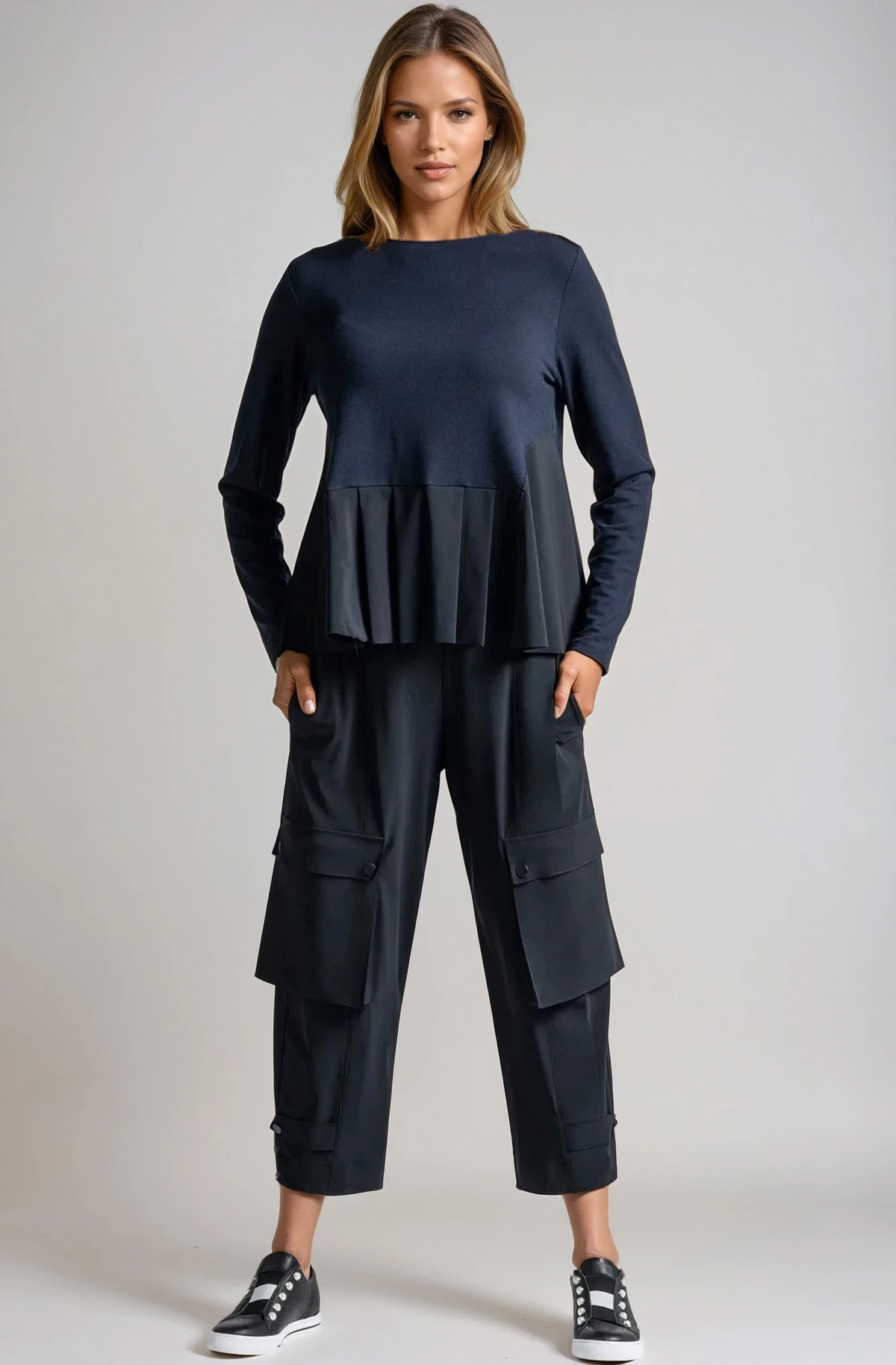 PAULA RYAN Wide Leg Kyoto Pant - Navy - Paula Ryan