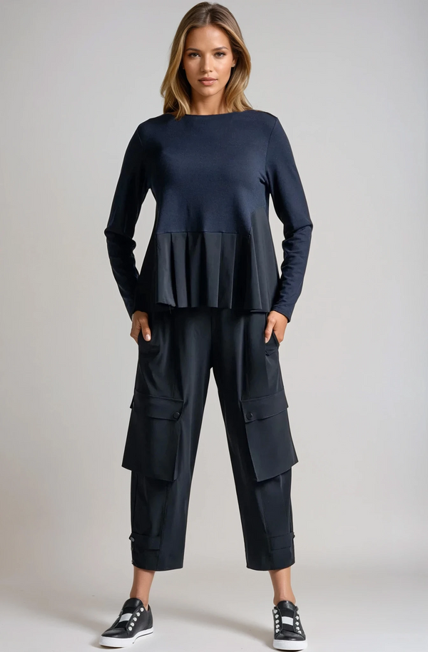 PAULA RYAN Wide Leg Kyoto Pant - Navy - Paula Ryan