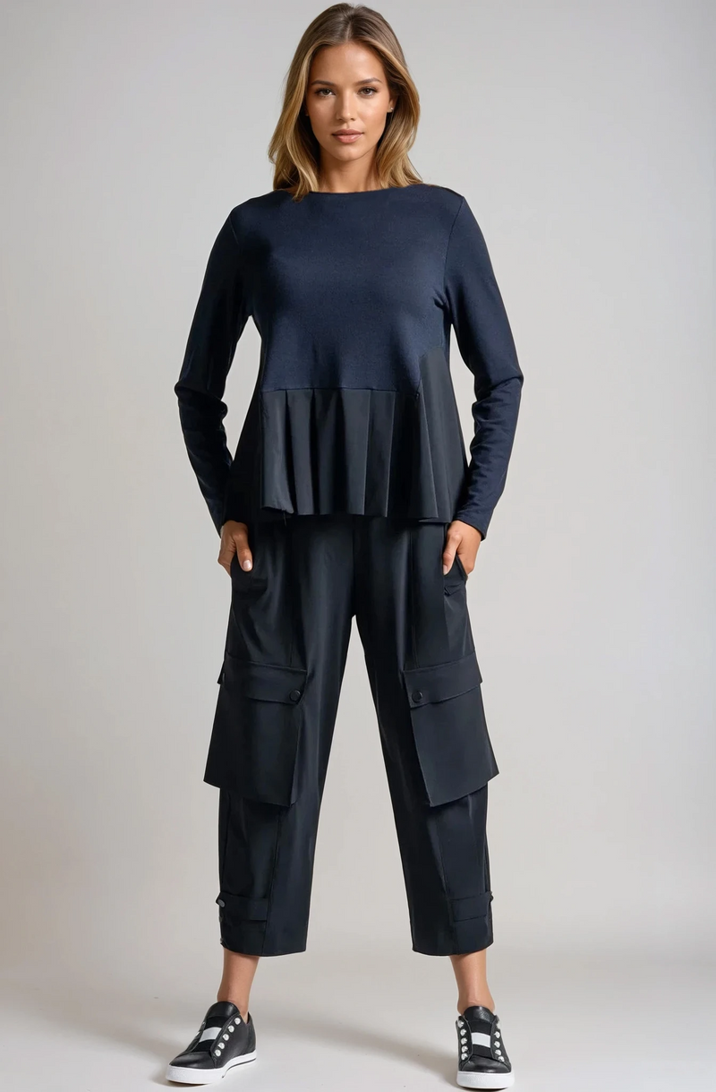 PAULA RYAN Wide Leg Kyoto Pant - Navy - Paula Ryan