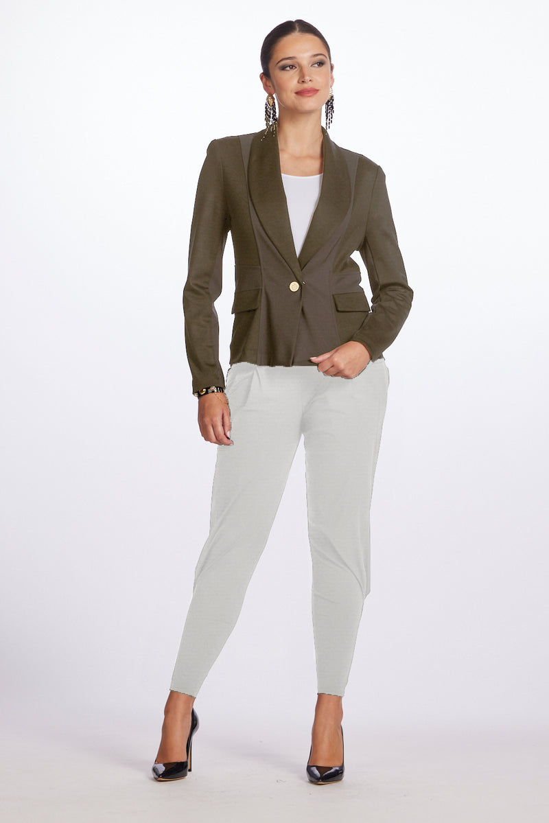 PAULA RYAN Ankle Pleat Merino Basque Pant - Chalk - Paula Ryan