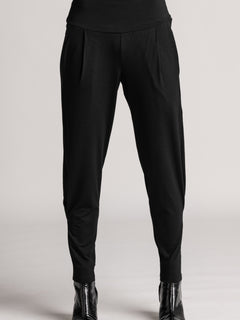 PAULA RYAN Ankle Pleat Merino Basque Pant - Black