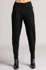 PAULA RYAN Ankle Pleat Basque Pant - Black Merino