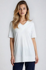 PAULA RYAN Double V Neck Top – Ecovero White