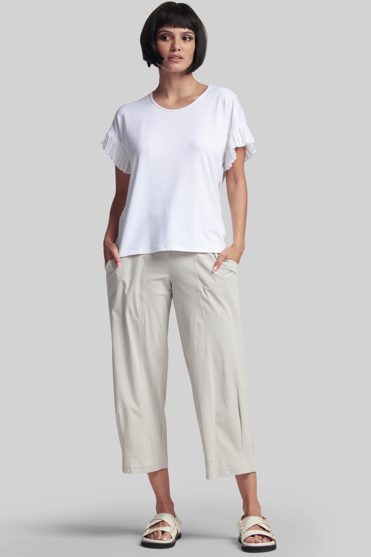 PAULA RYAN Panelled Soft Leg Jean - Sand - Microjersey - Paula Ryan