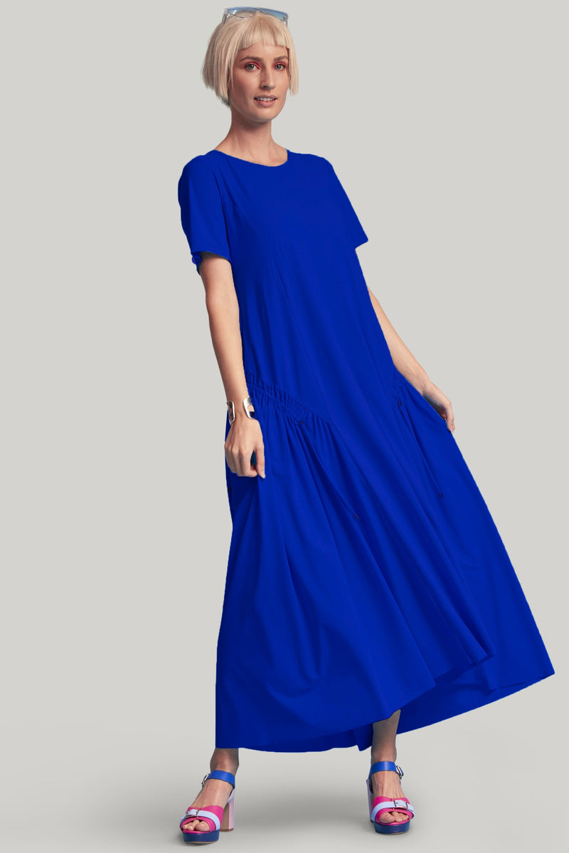 PAULA RYAN Arched Front Dress - Greek Blue Microjersey