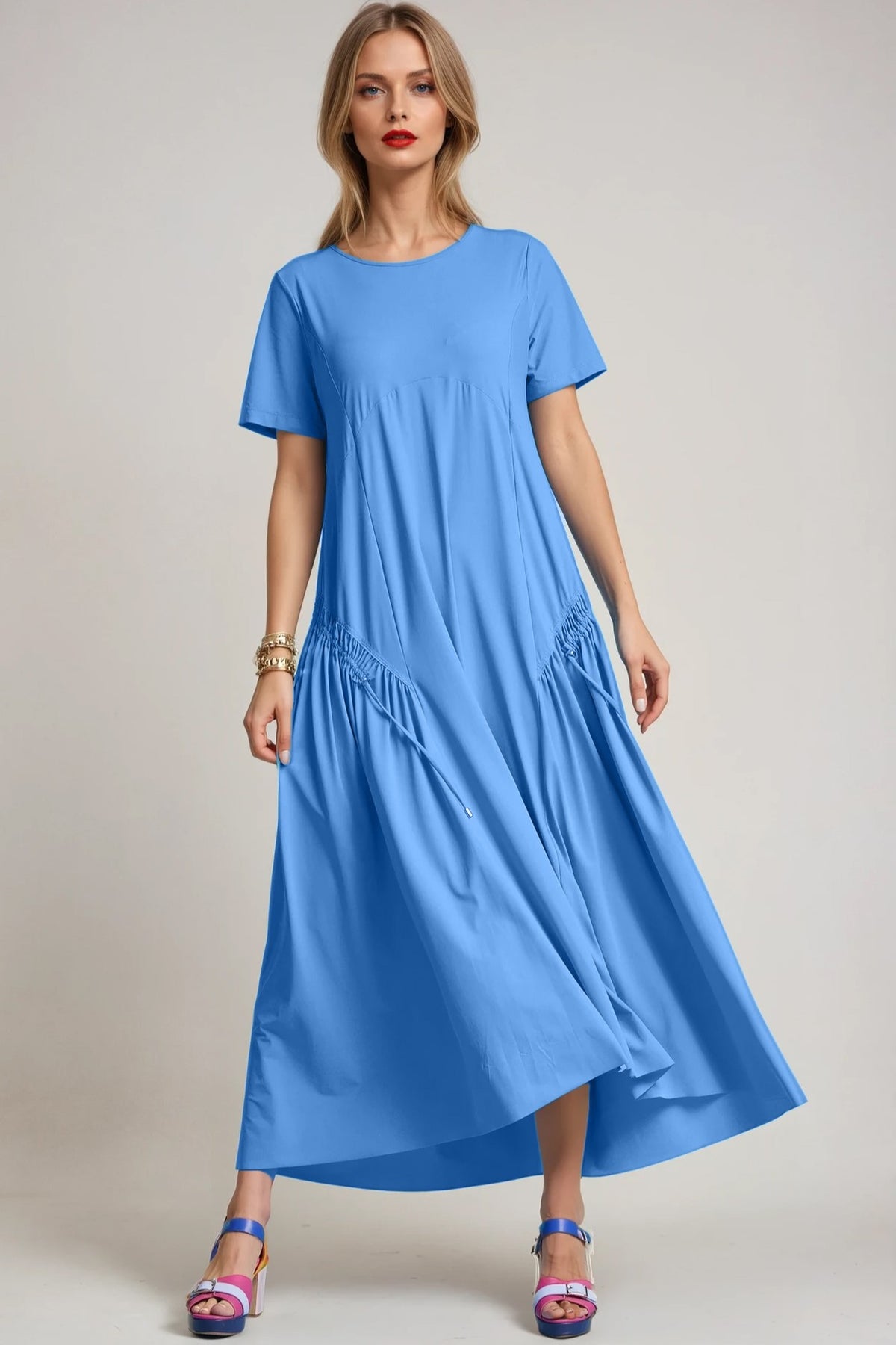 PAULA RYAN Arched Front Dress - Cornflower Microjersey