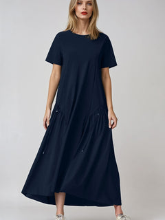 PAULA RYAN Arched Front Dress - Navy Microjersey - Paula Ryan