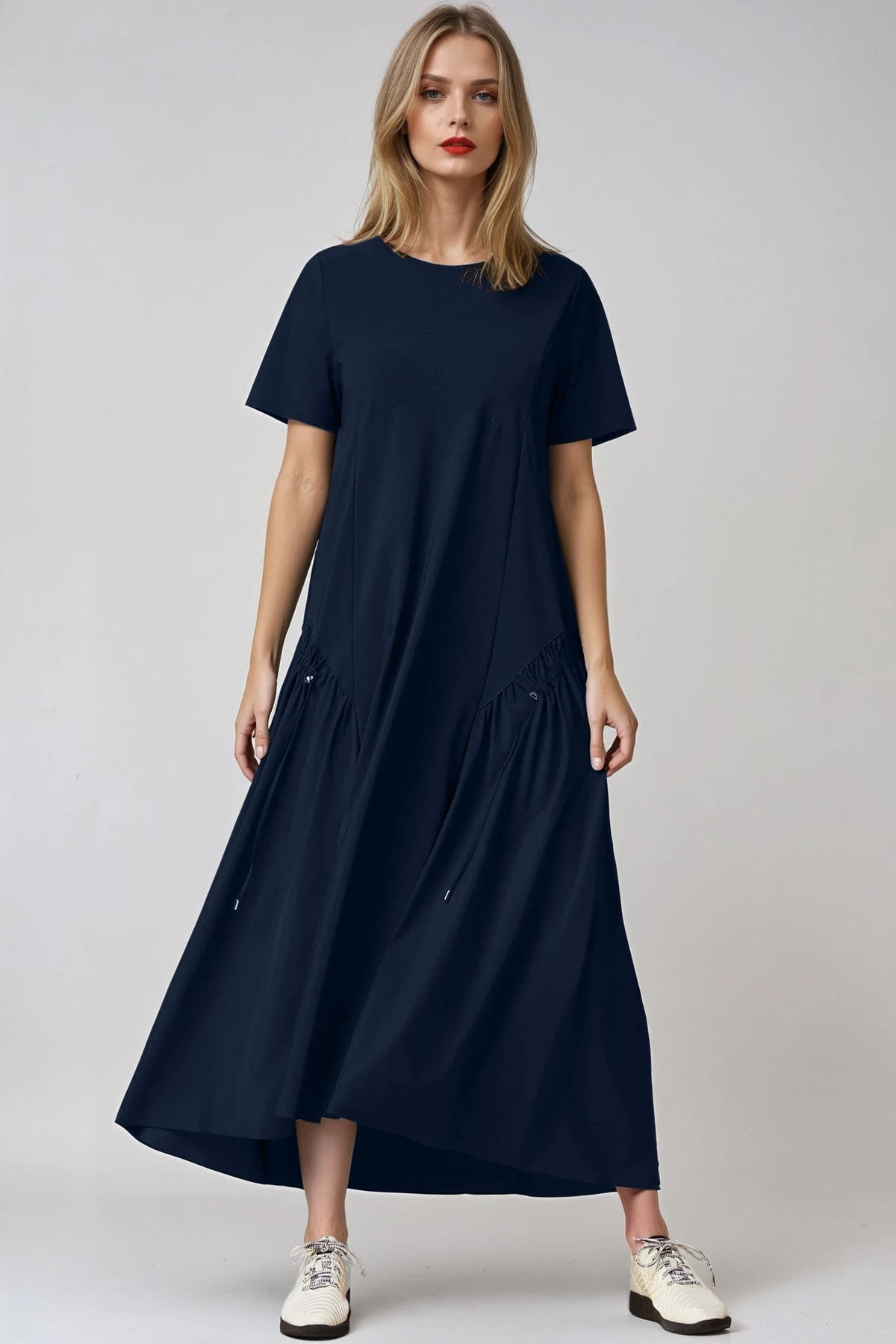 PAULA RYAN Arched Front Dress - Navy Microjersey