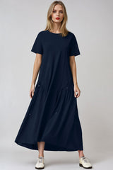 PAULA RYAN Arched Front Dress - Navy Microjersey