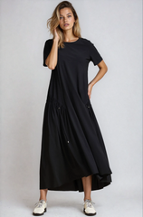 PAULA RYAN Arched Front Dress - Black Microjersey