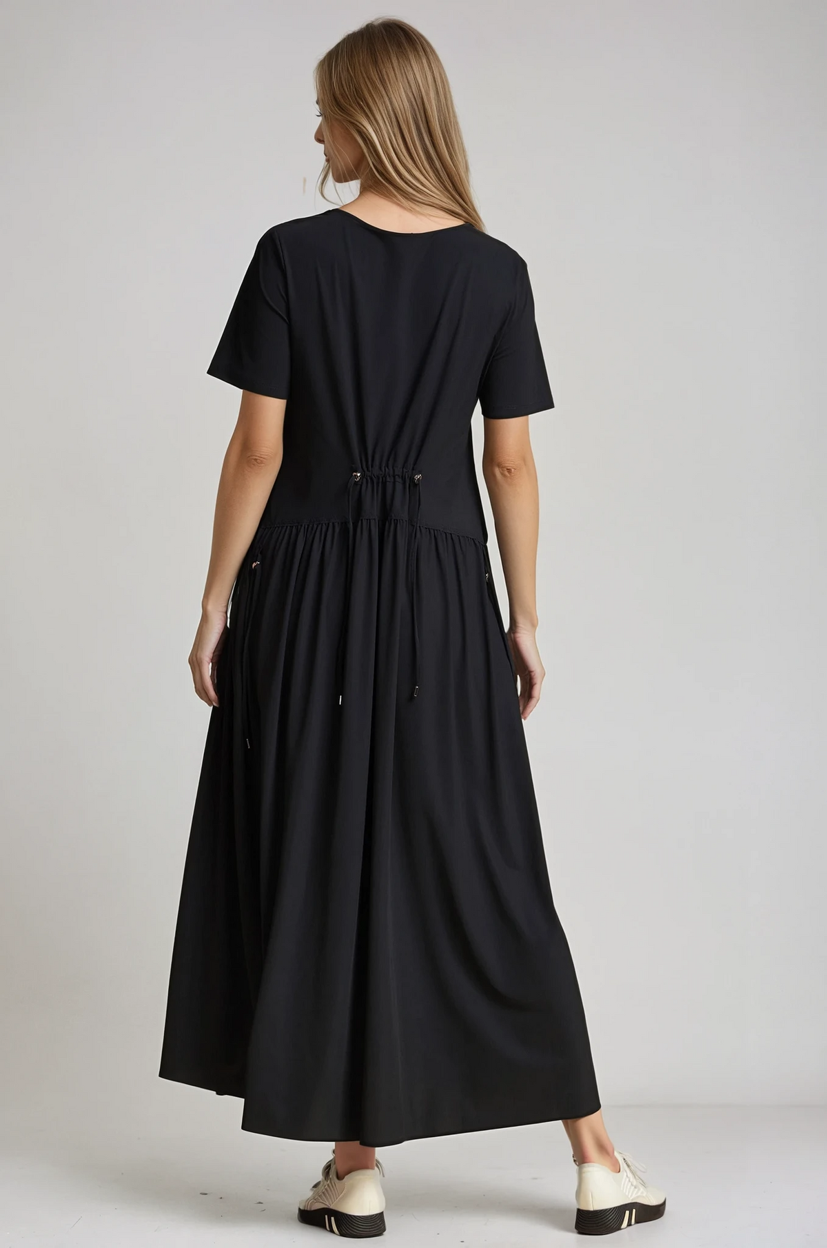 PAULA RYAN Arched Front Dress - Black Microjersey