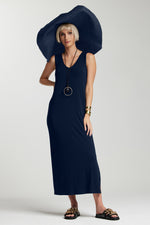 PAULA RYAN ESSENTIALS  Sleeveless Sheath - Navy Modal Soft