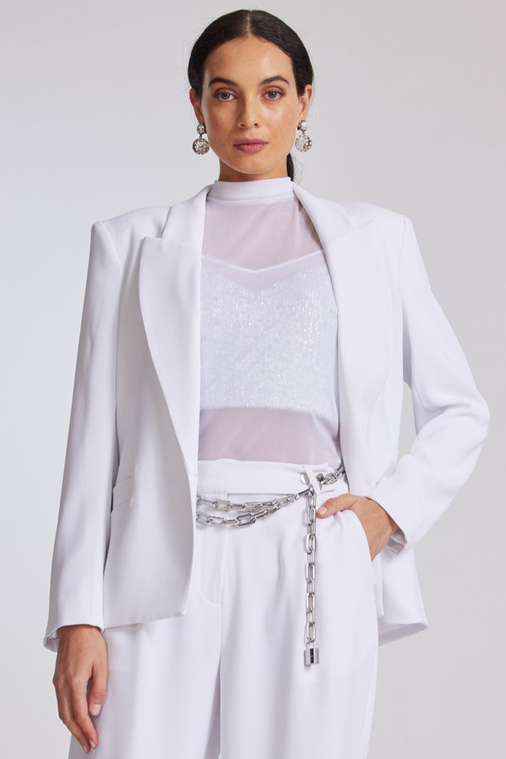 PAULA RYAN Summer Tuxedo Blazer - White - Paula Ryan