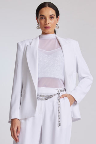 PAULA RYAN Summer Tuxedo Blazer - White