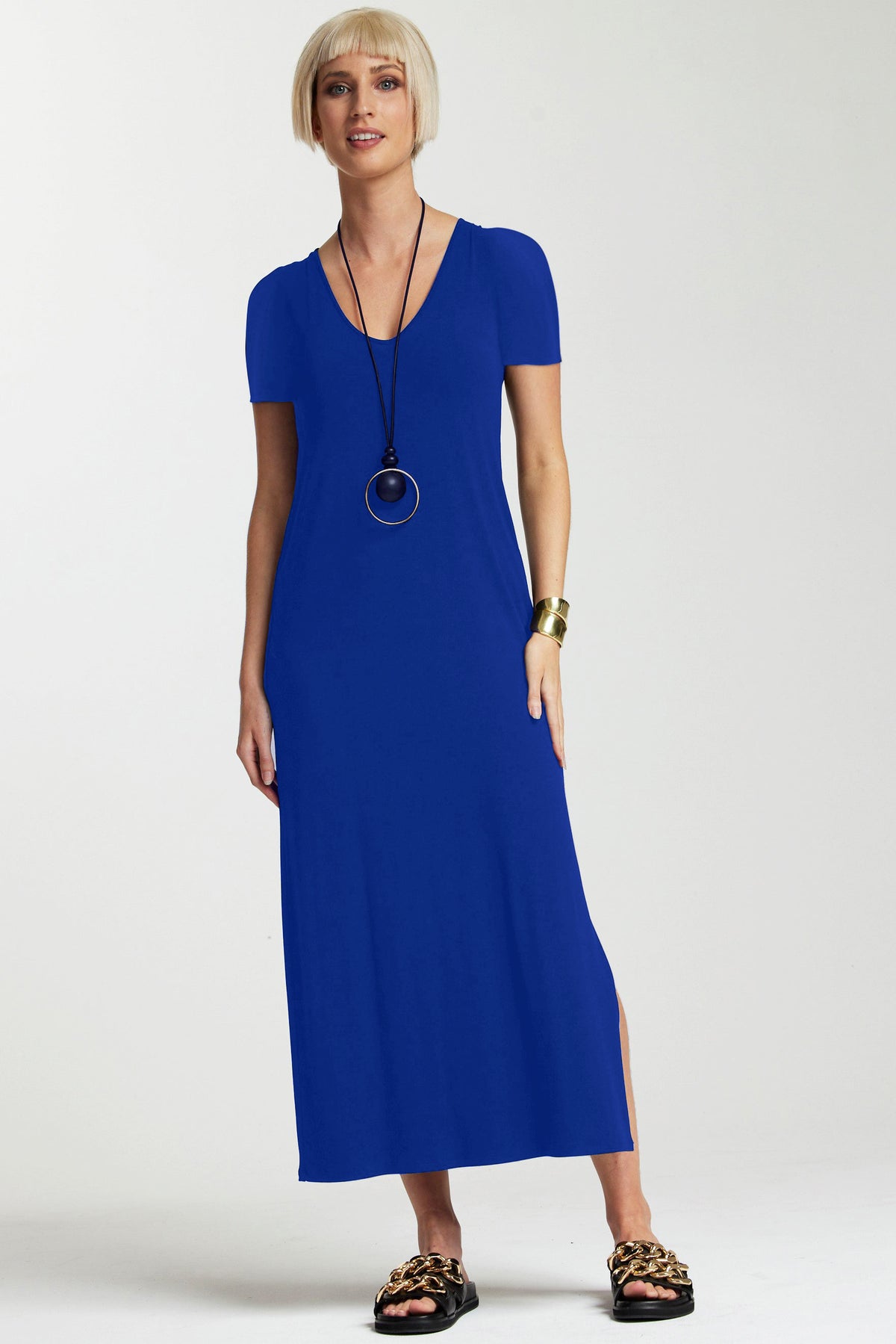 PAULA RYAN ESSENTIALS  Short Sleeve Sheath - Santorini Blue Micromodal - Paula Ryan