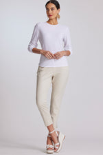 PAULA RYAN RELAXED Crew Neck Long Sleeve Body Tee - White