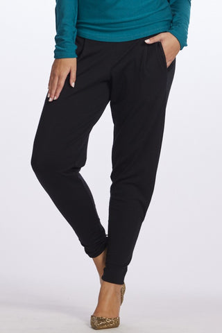 PAULA RYAN ESSENTIALS Ankle Pleat Merino Basque Pant - Black