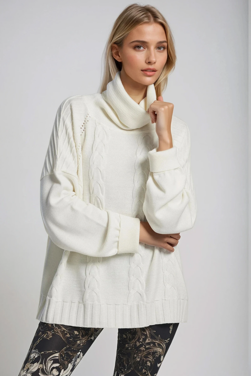 PAULA RYAN Cable Knit Jumper - Winter White