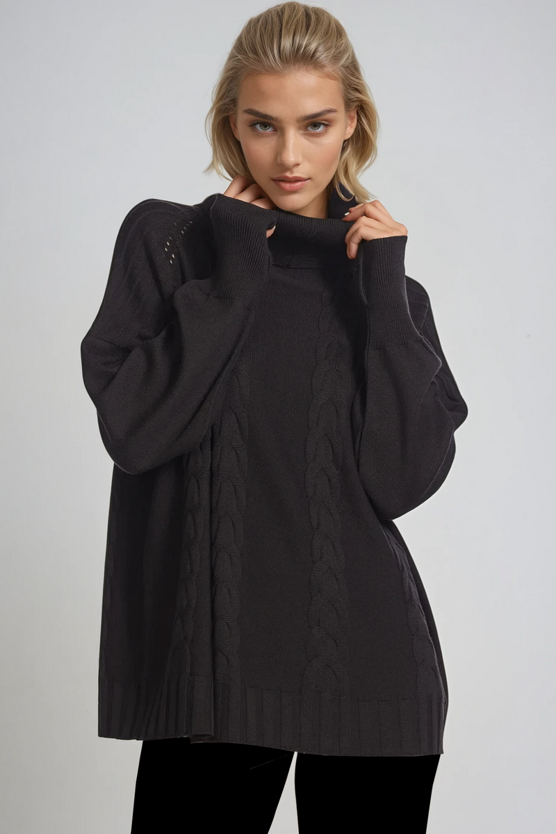 PAULA RYAN Cable Knit Jumper - Chocolate Merino - Paula Ryan