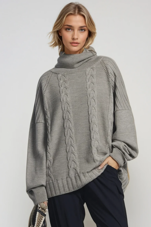 PAULA RYAN Cable Knit Jumper - Mink Merino - Paula Ryan