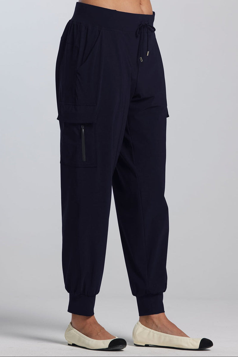 PAULA RYAN (Regular Length) Zip Detailed Pocket Cuffed Pant - Navy - Paula Ryan