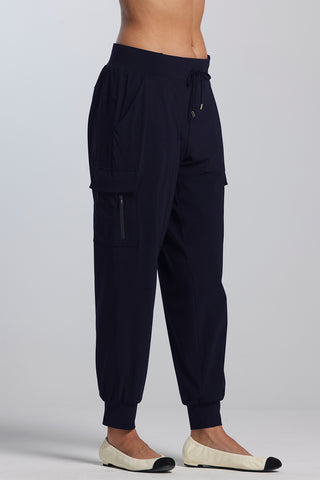 PAULA RYAN (Regular Length) Zip Detailed Pocket Cuffed Pant - Navy