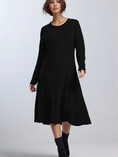 PAULA RYAN A Line Swing Dress - Black Merino - Paula Ryan